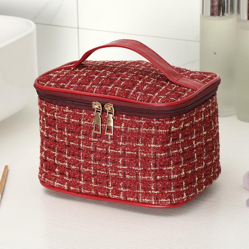Large Capacity Cosmetic Bag Portable Handheld Makeup Storage Organizer High Aesthetic Value Polyester Travel Toiletry Pouch
