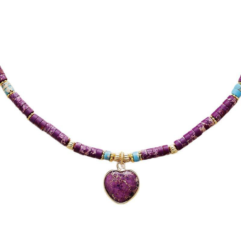 Y2K Fashion Light Luxury Simple 7 Colors Chakra French Love Short Clavicle Necklace Choker Holiday Gift Jewelry
