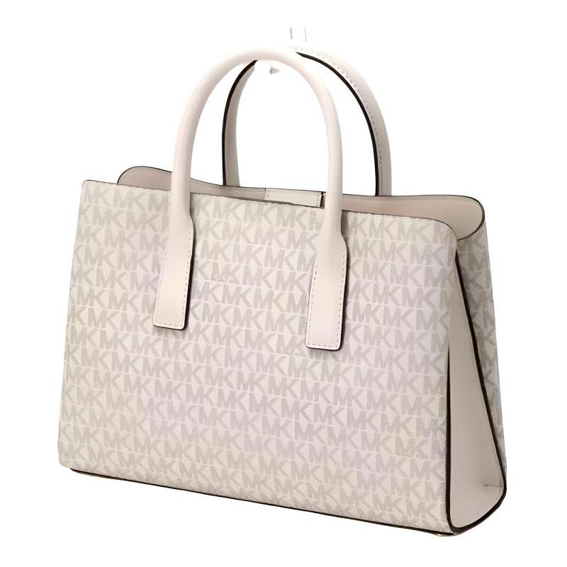 Michael Kors RUTHIE Gold Hardware Brand Print Coated Canvas Shoulder Handbag Small Women's Cream