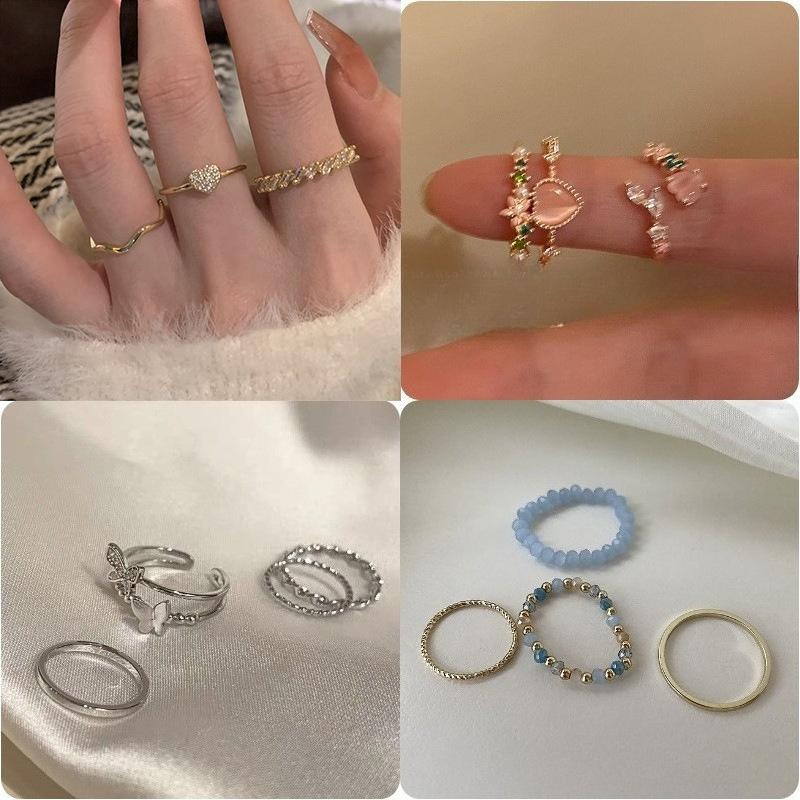 Super fairy butterfly four-piece ring, female ins personality index finger ring, Internet celebrity cold wind niche design ring