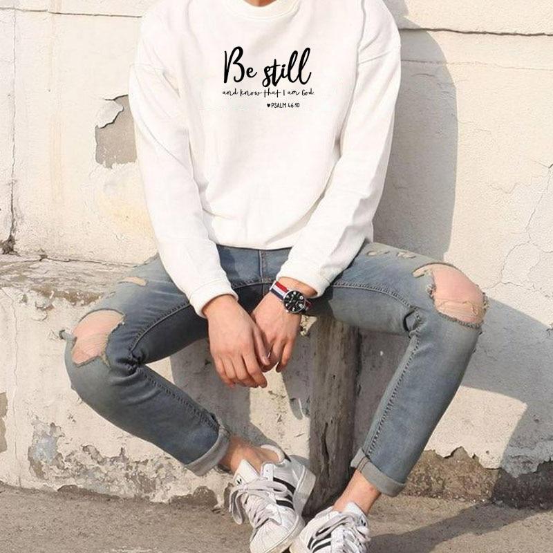 Модная одежда Будь спокоен и знай что я Бог Псалом 46Толстовка 10 Religiouc Christian Hoodies Faith Jumper Top S белый 1366₽