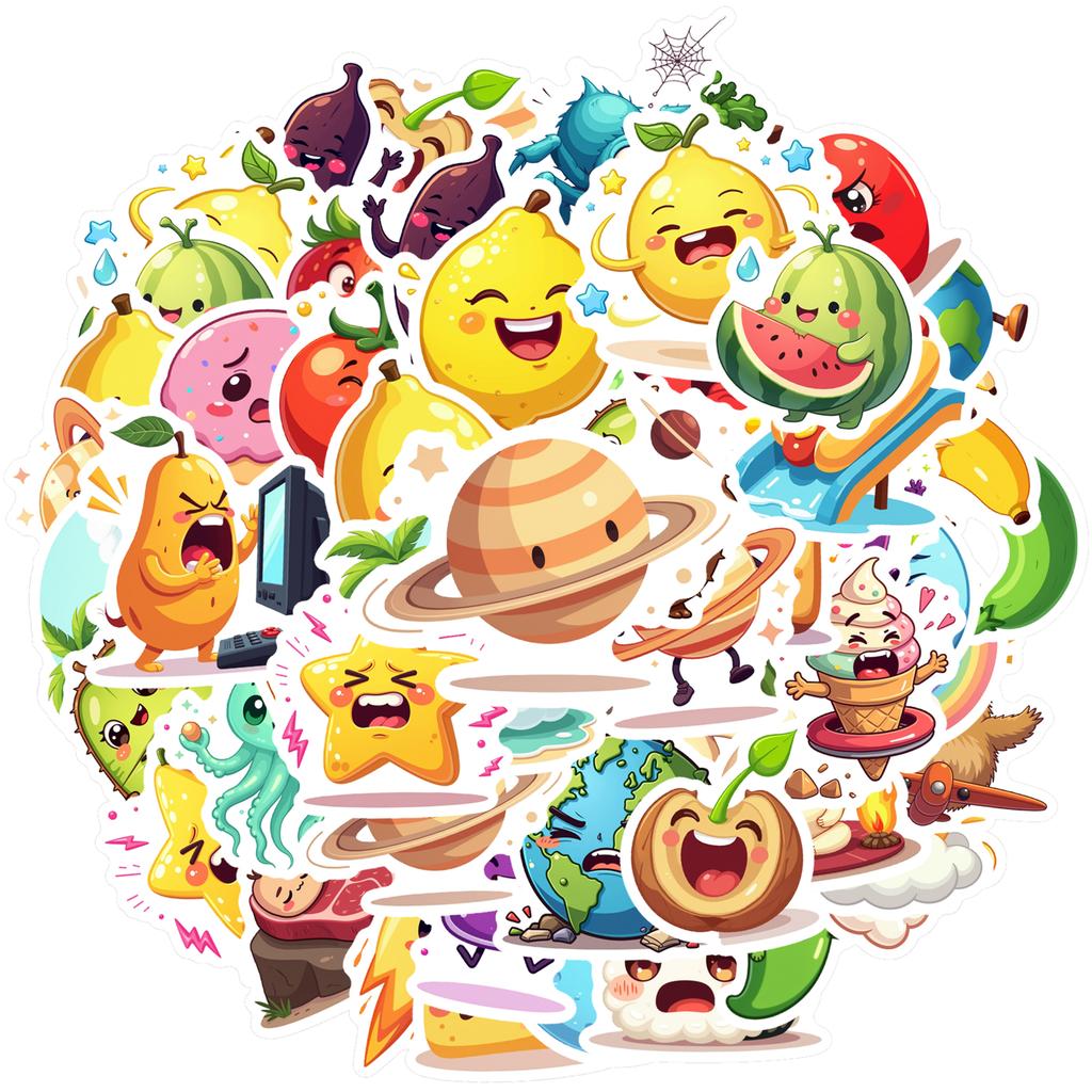 Cartoon Cute Characters Decals Playful Fruit Teacher Reward Stickers Funny Stickers For Fridge Suitcase