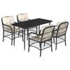 Vidaxl 5-Cz. Garden Furniture Set With Cushions, Black, Poly Rattan