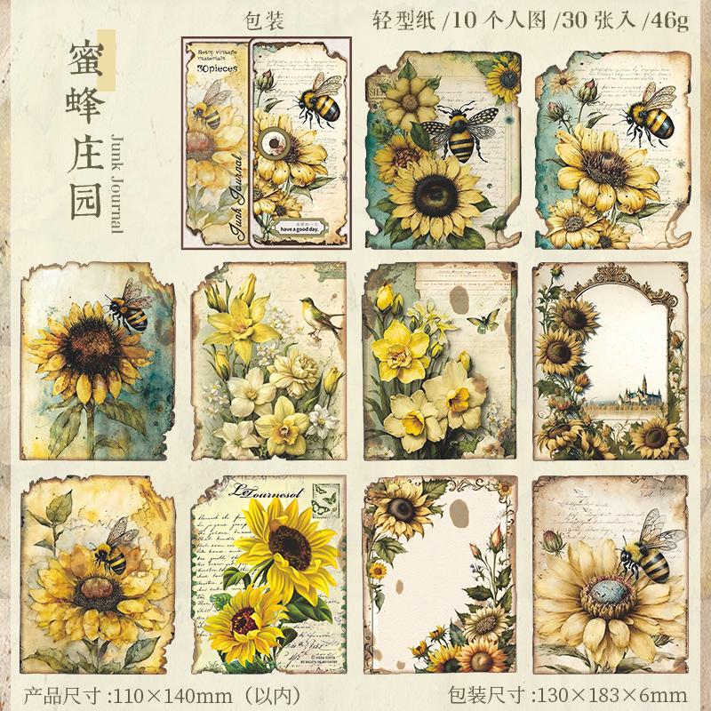 JIAMEI 30pcs/pack Vintage Flower Materials Paper for Junk Journal DIY Scrapbooking Collage Stationery Decor Diary Craft Paper