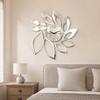 Removable Sticker Mirror Wall Clock Hollow Floral Design Self Adhesive Clock Decal  Home Wall Art