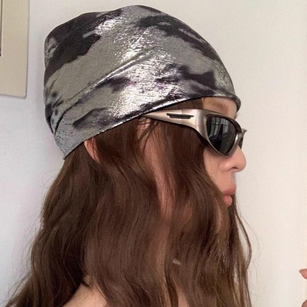 Headband Small Square Scarf Y2k Print Scarves Retro Silver Turban  Female