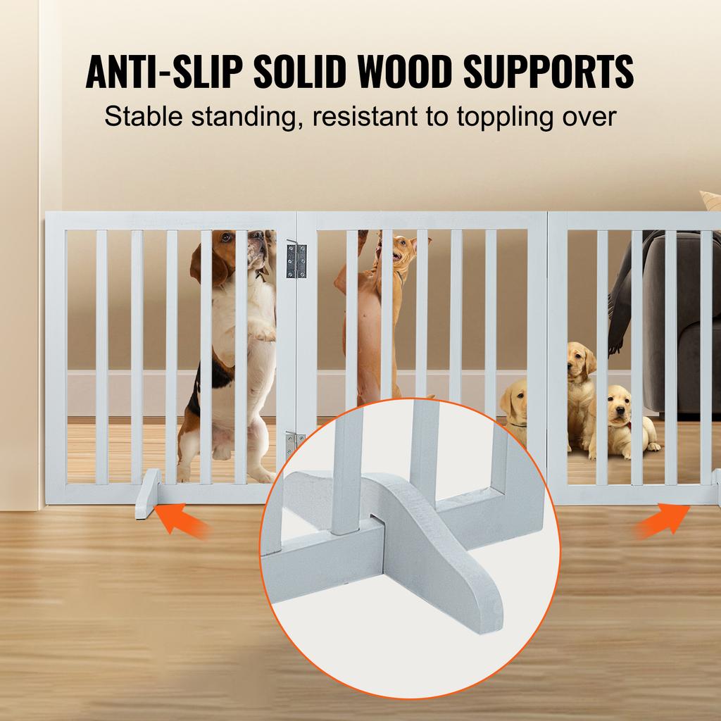 SucceBuy Free Standing Dog Gate Freestanding Pet Gate 3 Panels Foldable Dog Gate for Narrow Passageways Expandable Dog Barrier