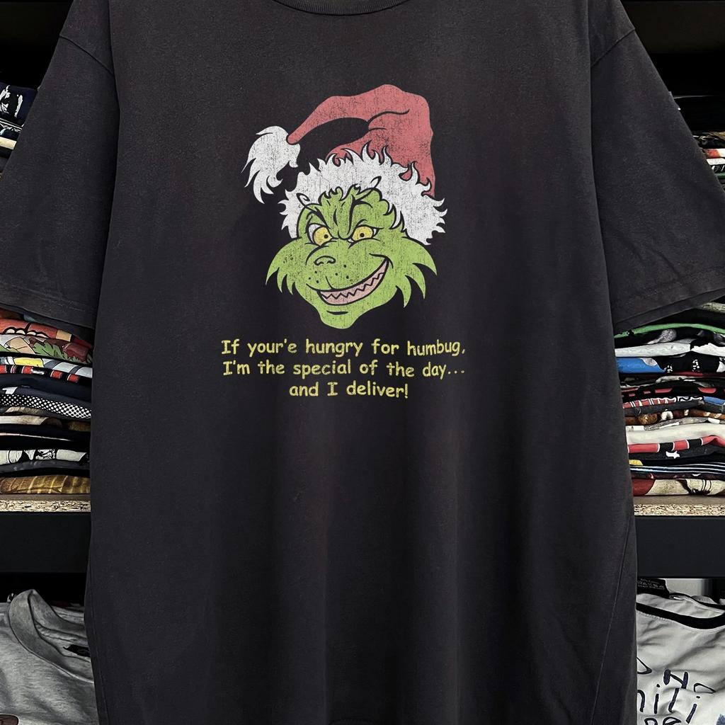 Y2K Grinch Hungry Humbug Promo T-Shirt Black XXL