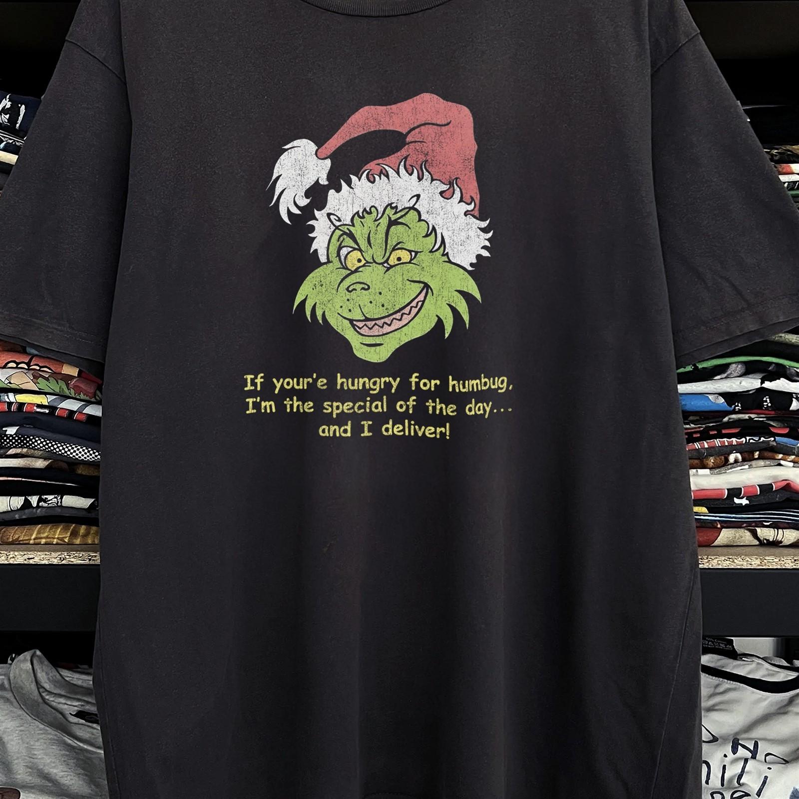 Y2K Grinch Hungry Humbug Promo T-Shirt Black XXL S