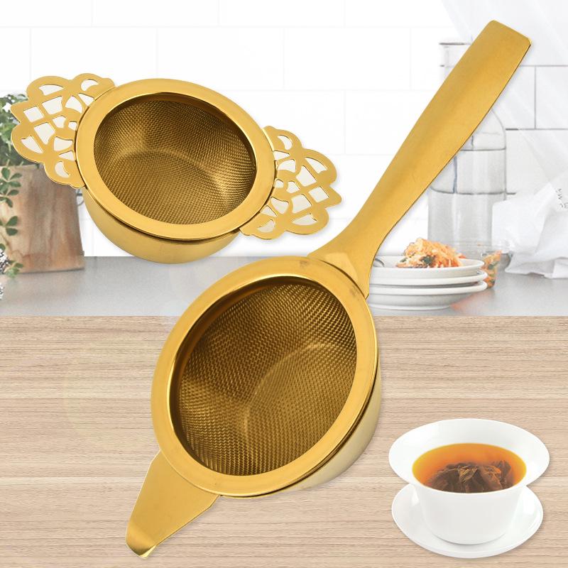 304 Stainless Steel Long Handle Tea Infuser with Double Ear Mesh Strainer Basket