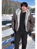Polar Wolf King Men's Winter Hooded Jacket with Heavyweight Mink Fur and Large Collar, Plus Velvet Thickened Cotton Outerwear