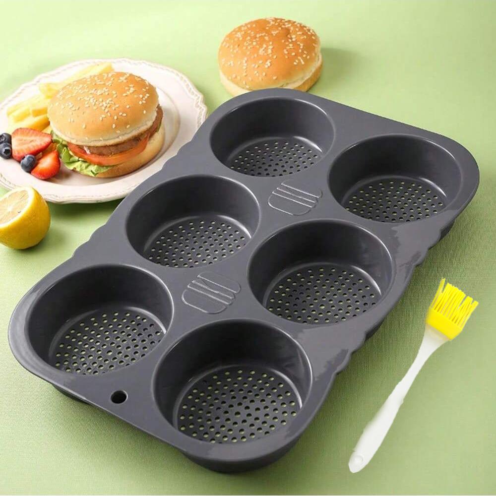 Silicone Hamburger Bun Mold Hamburger Bun Baking Pan Oven Baking Plate Bread Mold Kitchen Cooking Baking Tools