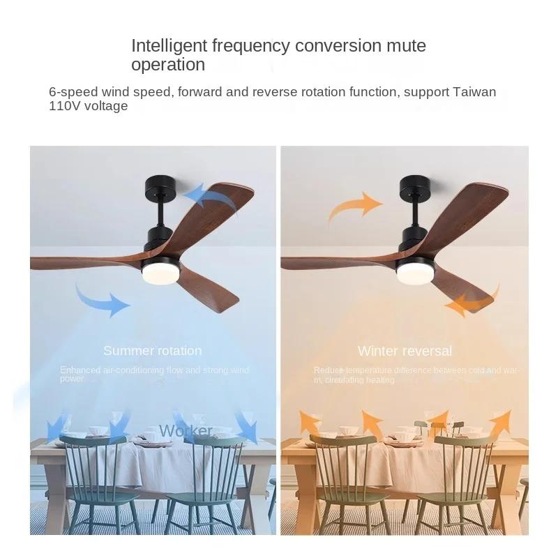 42 52 Inch Ceiling Fan with Light, DC Motor, Remote Control, Solid Wood Ceiling Fan Light, Dining and Living Room Pendant Light