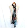 Used Beautiful condition, free shipping, WAKO, black, flocky print pattern, silk blend, large scarf (Made in France, black, silk, gorgeous, ceremony,