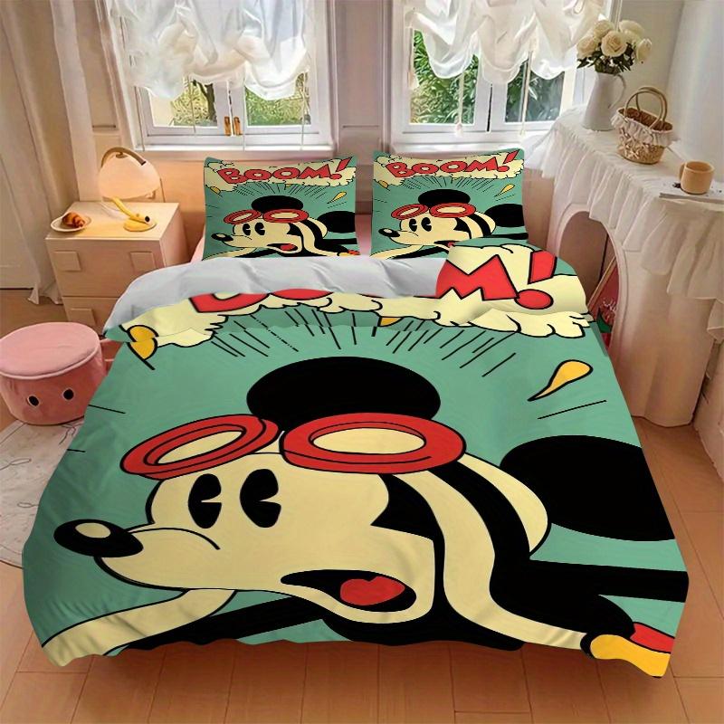 3pcs Mickey Mouse Goggles BOOM Bedding Set - Includes Quilt Cover and Pillowcases, Suitable for All Seasons, Machine Washable - Ideal Gift for Fa