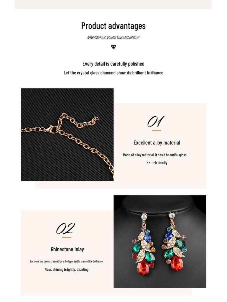 European & American Vintage Crystal Necklace Set: Women's Luxury Evening Dress Clavicle Chain