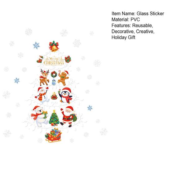 Reusable Snowflake Stickers Christmas Window Clings, Double Sided PVC Static Glass Stickers, Snowman Elk No Glue Decoration Santa Claus Xmas