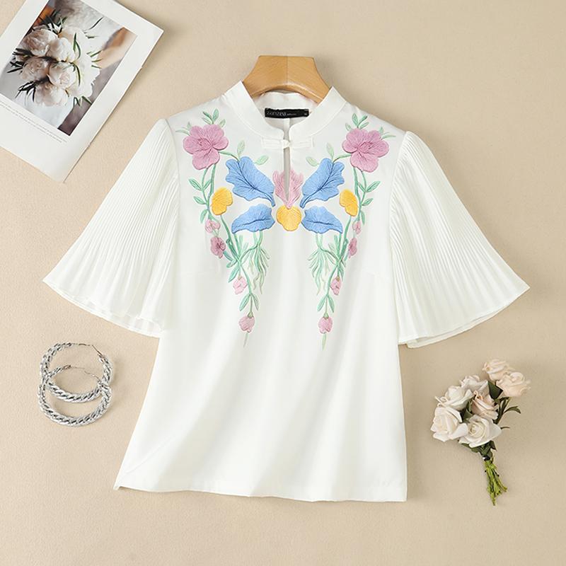 ZANZEA Women Casual Round Neck Floral Print Loose Short Sleeve Blouse S