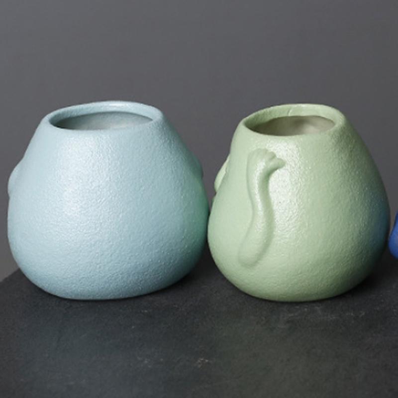 Funny Cute Cartoon Succulent Flowerpot Handicraft Unique Green Plant Pot Ceramic Pot Home Decor