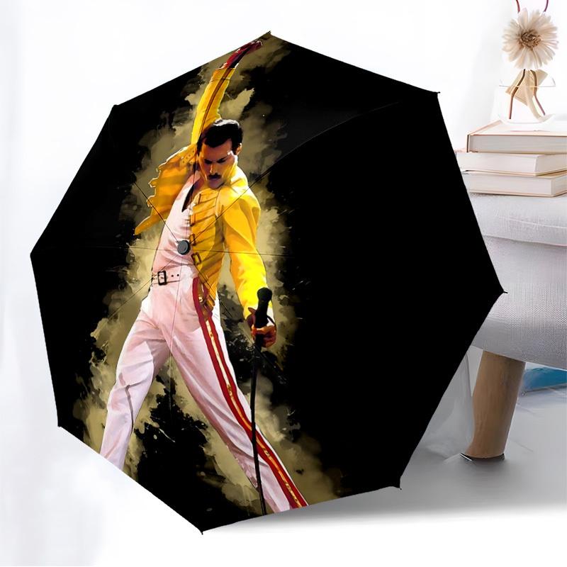1pz Freddie Mercury, Iconica Performance Ombrello Pieghevole Automatico, Design Pieghevole Portatile, Accessorio Casual da Esterno L1202049