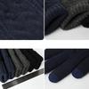 WTEMPO 1Pair Men's Winter Knitted Cold-proof Windproof Full Finger Gloves Touch Screen Fleece Warm Outdoor Cycling Gloves