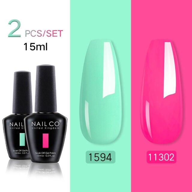 NAILCO 2 цвета, 15 мл, набор гель-лаков для ногтей Vernis, полуперманентный УФ-светодиодный гель для дизайна ногтей, принадлежности для профессионалов, отмачиваемый верхний слой