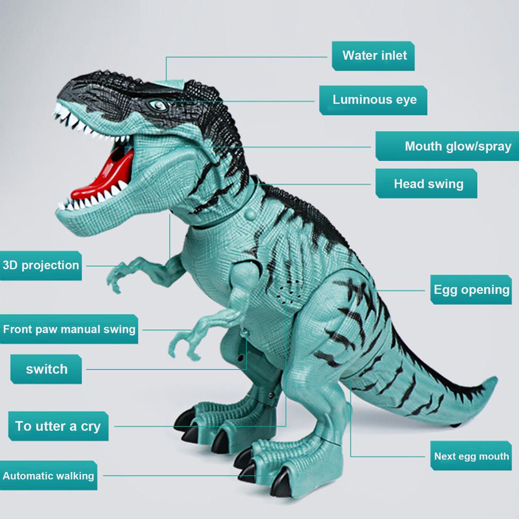 Elektrisches laufendes Ei legendes realistisches Tier Spielzeug Projektion: laufender Tyrannosaurus Rex legt Eier Grün