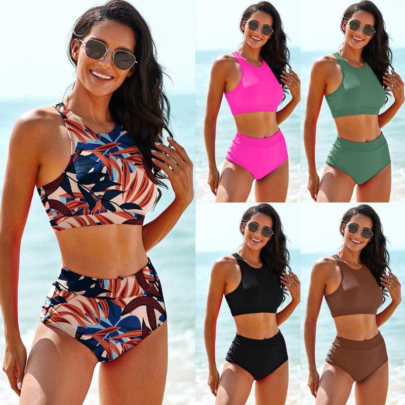 Women S Split High Waist Conservative Sports Swimsuit Vest