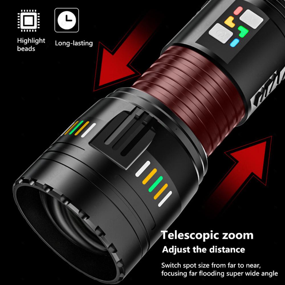 New Upgrade High Power Led Flashlights Super Bright Spotlight Tactical Flashlight Zoomable Outdoor Emergency Camping Torch