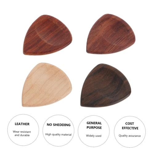 Ibasenice 4-Piece Wooden Guitar Picks with a Concave Design for Easy Grip, Suitable for Electric and Acoustic Guitars, Made from Rich Bass Wood