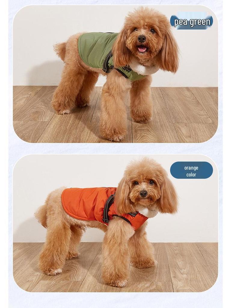 Warm Reflective Dog Coat with Harness - Thickened Cotton for Autumn/Winter