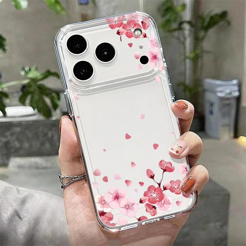 Silicone Clear Phone Case For iPhone 17 16 Pro 15 14 13 12 Pro Max 11 Transparent Shockproof Soft Beautiful Flower Printed Cover