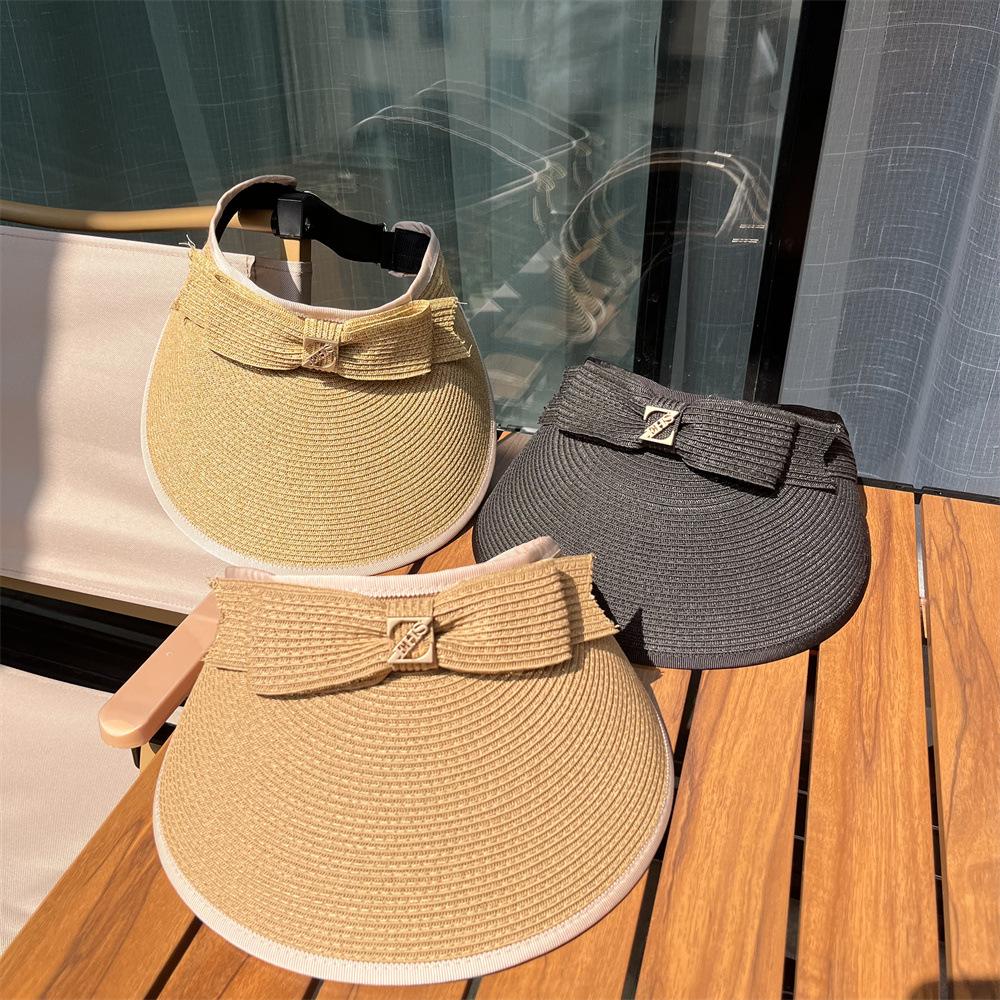 Empty Top Hat Women's Summer Sunscreen Face Covering Sun Hat UV Protection Bow Straw Hat Shell Hat Travel Cycling Hat