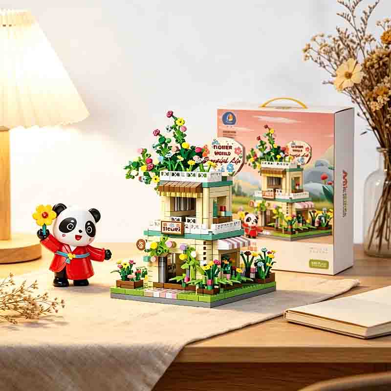 

Moc 900Pcs Trendy Ice Cream Flower Shop City Street View Construction Model Ornaments Construction Blocks Diy Children S Game Toys
