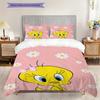 Tweety Bird Pink Bow Pink Background Threepiece Set 1 Duvet Cover 2 Pillowcase Without Core Bedding Set Duvet Cover And Pillowcase