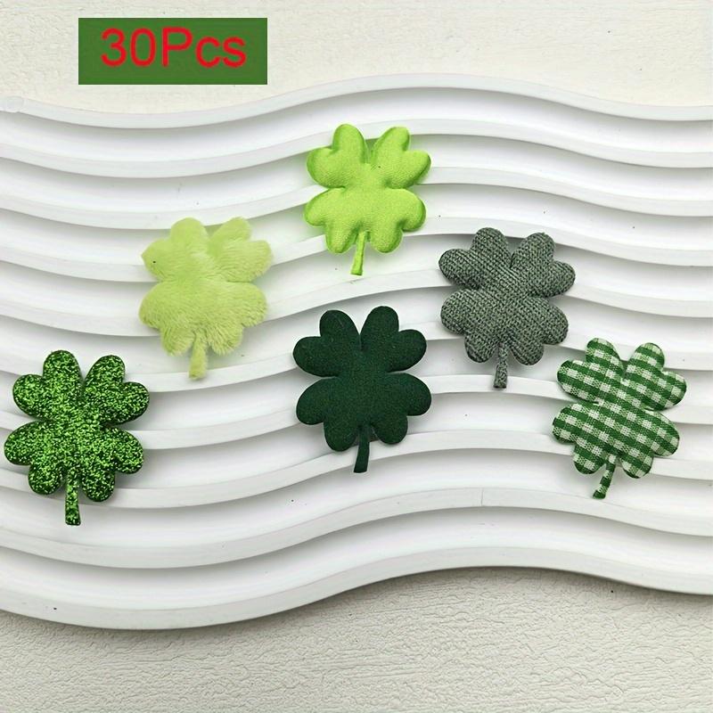 30pcs Green and Glitter Four-Leaf Clover Patches,Dual-Sided, DIY Crafts, Pet Accessories,Shoe and Hat Decorations,craft Supplies