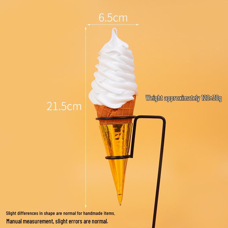 Night Market Ice Cream Cone Model: Realistic Torch Dessert Prop for Photography and Decor