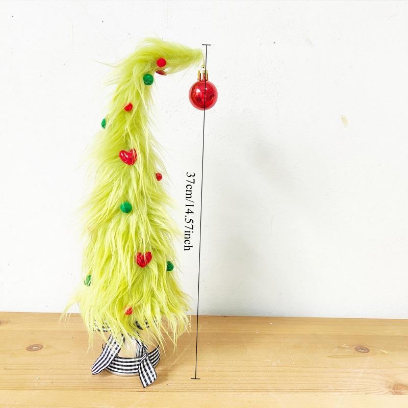 2 szt./zestaw Pluszowa choinka w żelaznym wiaderku Giętka dekoracja na biurko ze świąteczną zielenią Oszczędzająca miejsce dekoracja świąteczna