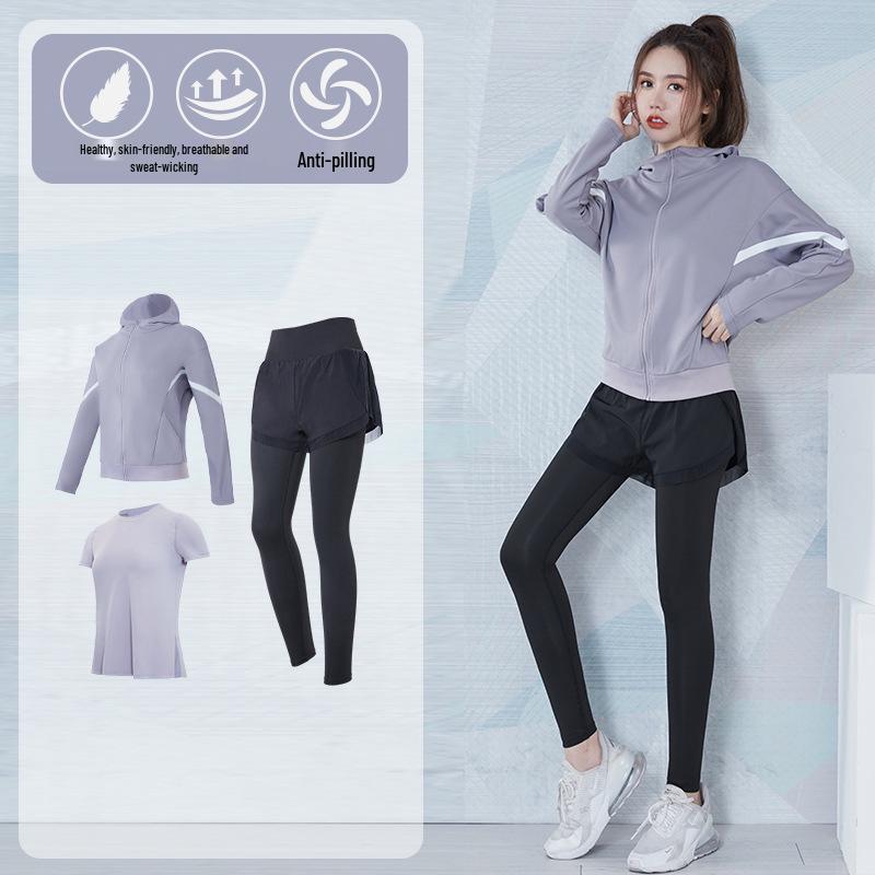 

Женский комплект для йоги весна/лето: Свободная, дышащая, быстросохнущая фитнес-одежда для тренировок на открытом воздухе и бега, с коротким рукавом Double XL