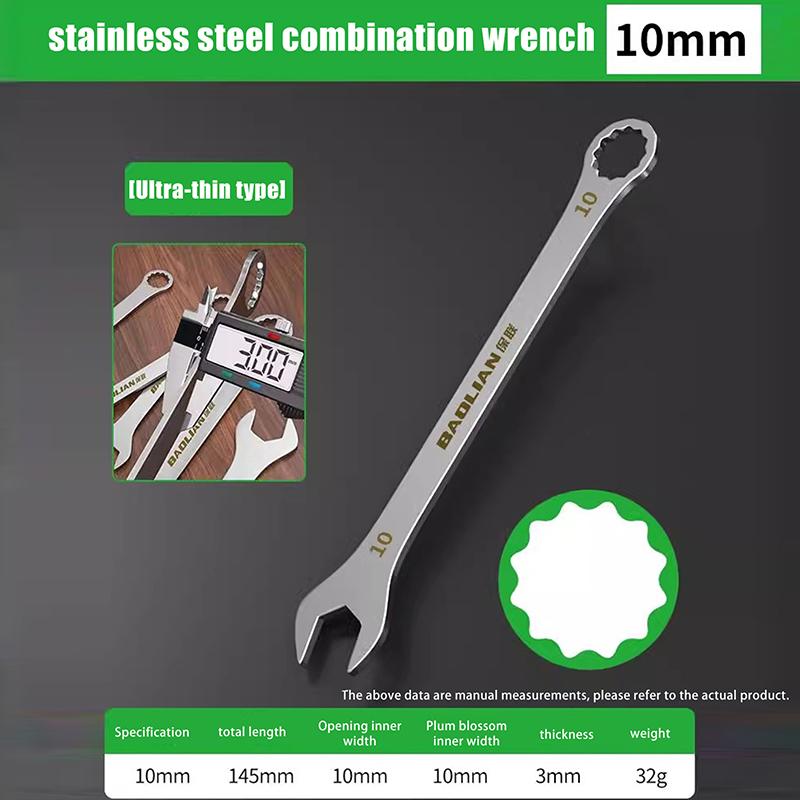 Wholesale 3mm Ultra-thin Wrench Large Dual-purpose Open-end Wrench 4-32mm Cross-border Lightweight Segment
