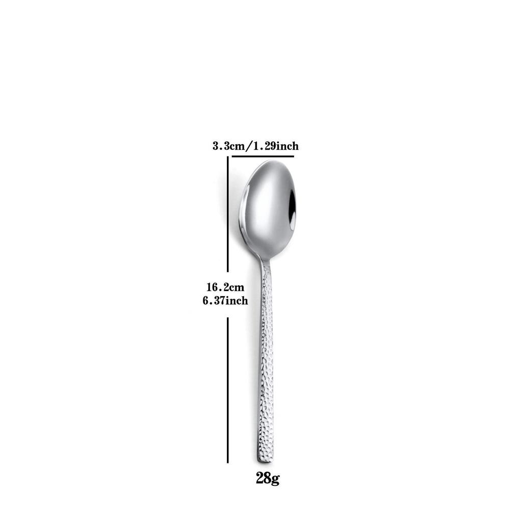 Cross Hammered Stainless Steel Cutlery Set - Luxury Knife, Fork, Spoon & Dessert Spoon