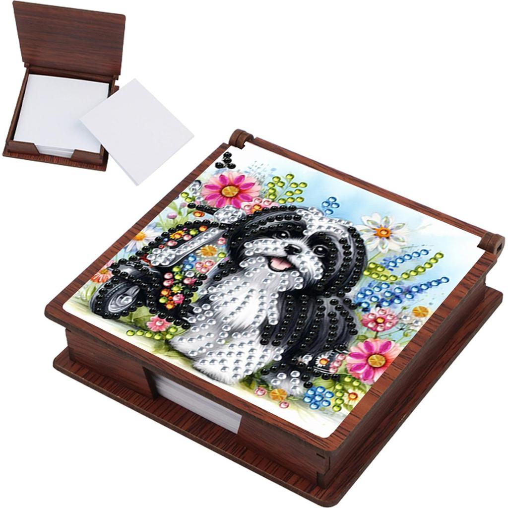 Wooden 5D Diamond Painting Kit Note Box Diamond Art Notepad Box for Home Office Supplies Holiday Gifts