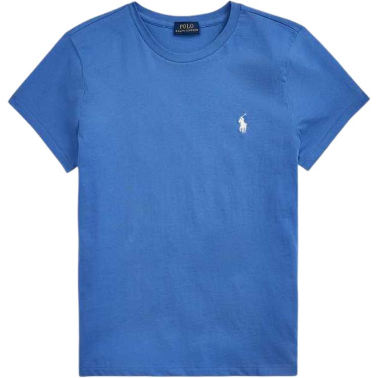 

Polo Ralph Lauren Хлопковая однотонная трикотажная футболка с коротким рукавом и круглым вырезом Женские топы Синий WMPOKNINCU21125-400