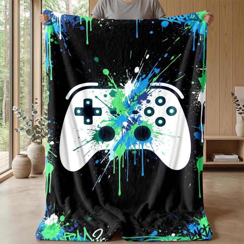 Glowing Game Controller with Lightning Theme blanket Lightweight Warm Flannel Blanket Decorative Throw Blanket for Home Decoration