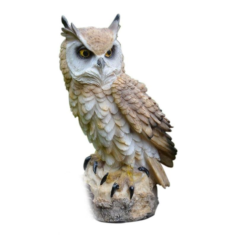 Home Art Craft Cute Decoration Owl Shape Resin Desktop Lifelike Indoor Garden Figurine Ornament Outdoor Anti-bird Collection