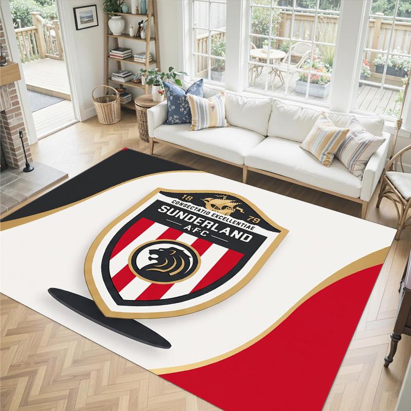Sunderland Football Design Crystal Velvet Carpet Cozy Non?Slip Printed Rug For Bedroom Living Room Entrance