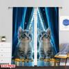 Flat Printing Scene Curtains Cute Cat Durable Polyester Without Electricity Spring Party Holiday Decor Applies Set Of 2 Made