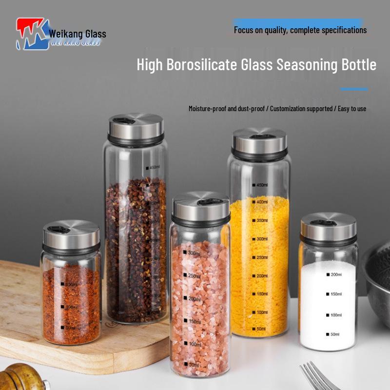 Glass Seasoning Shaker Bottle for Sesame, Sugar, Salt, and BBQ Spice