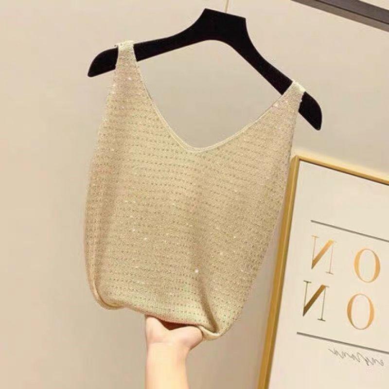 Korean Style Ice Silk Knit Sleeveless Loose Vest Top