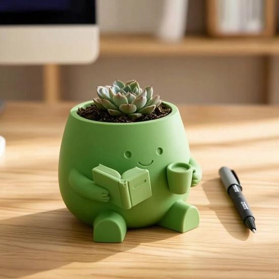 Smiling Face Planter 3D Plant Pot Printed Cute Decorative